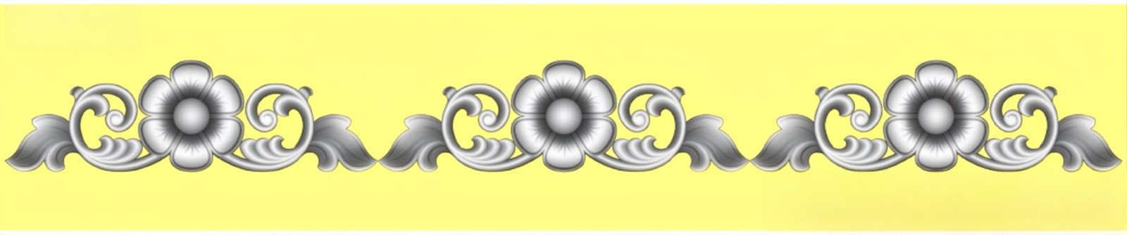 Mix - MIX-60 Floral Flourish Decorative Border 3D Relief Carving Model